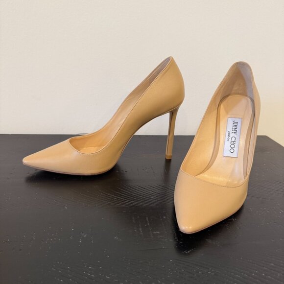 Neutral Leather Jimmy Choo High-Heeled Pumps - Picture 12 of 13